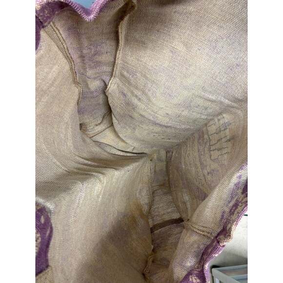 Maje Large Tote Bag Purple Paisley Print Linen Shoulder Carryall Boho Style - Picture 8 of 12